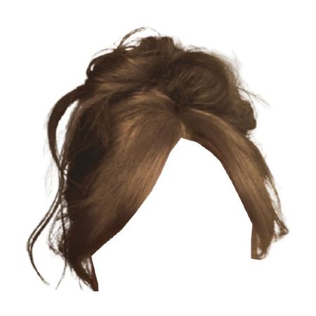 brown hair messy 90's updo bun hairstyle curtain bangs