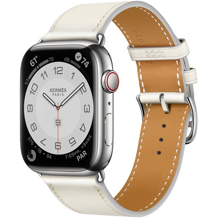 Apple Watch Hermès GPS + Cellular, 45mm Silver Stainless Steel Case with Blanc Swift Leather Single Tour - Apple (PH)