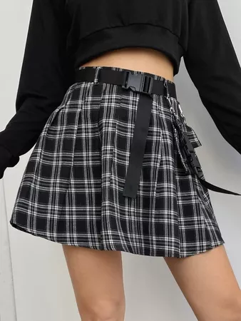 black and white Plaid skirt