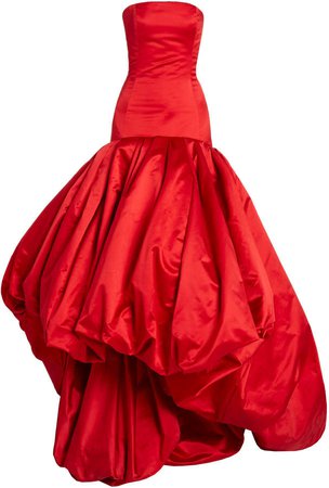 Oscar de la Renta Strapless Silk Gown