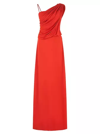 Shop Halston Charlee Jersey One-Shoulder Gown | Saks Fifth Avenue