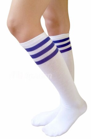 AM Landen Super Cute Knee High-Knee High-White/Blue Stripe 717936368714 | eBay
