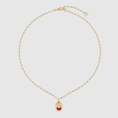 Yellow gold lion head necklace | GUCCI® US