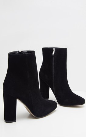 Black Faux Suede Ankle Booties