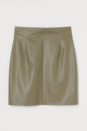 Faux Leather Skirt - Green