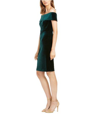 Calvin Klein Off-The-Shoulder Velvet Dress & Reviews - Dresses - Women - Macy's