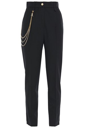 Black Chain-embellished crepe tapered pants | Sale up to 70% off | THE OUTNET | JUST CAVALLI | THE OUTNET