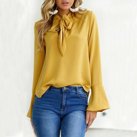 Margaret - Fashion Elegant Blouse Yellow