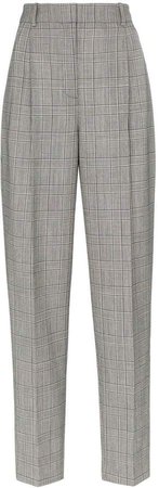 check print high-waisted tailored trousers