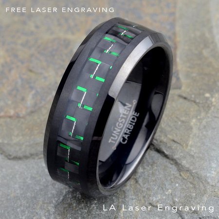 Black and green tungsten ring