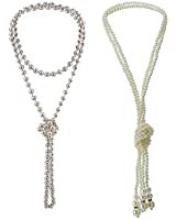 Amazon.com: Radtengle Long Faux Pearl Necklace Costume Jewelry 1920s Gatsby Cluster Accessories: Clothing
