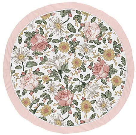 Amazon.com : Sweet Jojo Designs Vintage Floral Girl Baby Playmat Tummy Time Infant Play Mat - Blush Pink, Yellow, and Green Boho Shabby Chic Rose Flower Farmhouse : Baby