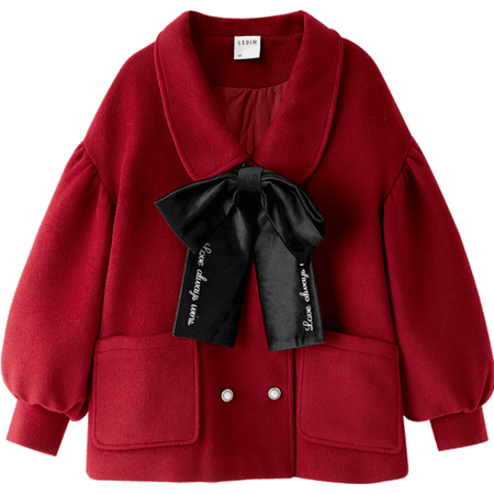 Black, Green And Red Sweet Bow Coat – LEDIN