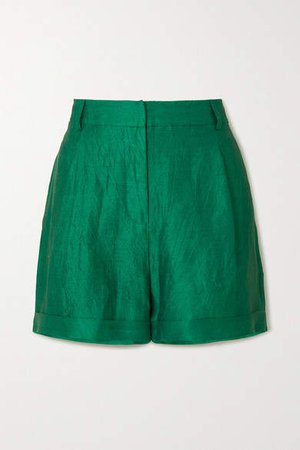Zeus+Dione ZeusDione - Cyrus Crinkled-linen Shorts - Green