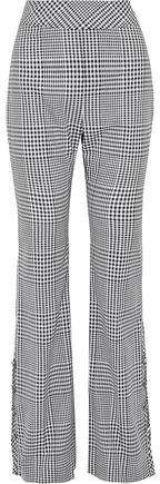 Button-detailed Gingham Wool Bootcut Pants