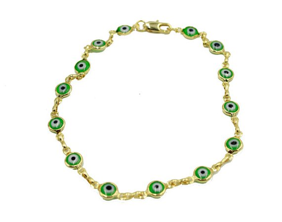 Evil Eye Anklet Foot Chain 18K Gold Plated Green Evil Eye | Etsy