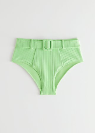 High Waisted Belted Bikini Briefs - Green - Bottoms - & Other Stories