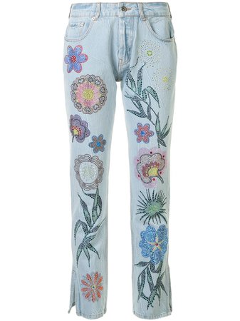 Filles A Papa Floral Embellished Jeans - Farfetch