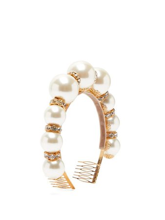 DOLCE & GABBANA Faux pearl and crystal-embellished headband
