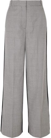 Reine Houndstooth Wool-tweed And Silk-twill Pants - Gray