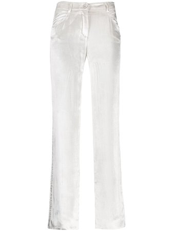 Shop white Chanel Pre-Owned 2004 straight-leg trousers with Express Delivery - Farfetch