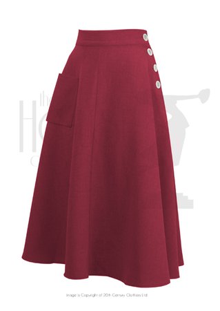 1940s Style Whirlaway Skirt in Red