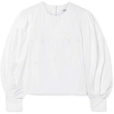 Wona Embroidered Cotton-poplin Blouse - White