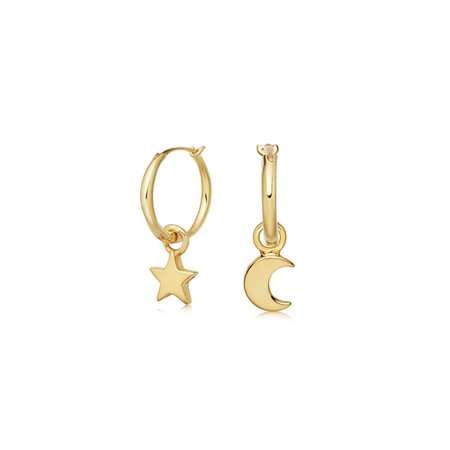 Gold Mini Star Moon Charm Hoops | 18ct Gold Vermeil | Missoma | Missoma Limited