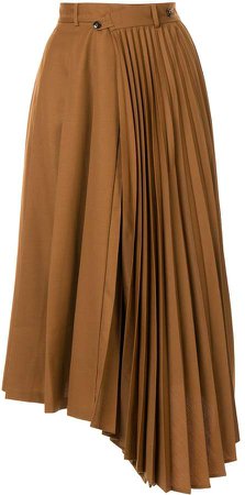 asymmetric pleated midi-skirt