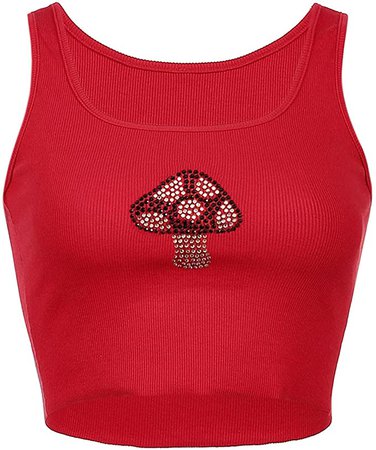 Amazon.com: Womens Sexy Crop Top Y2k Sleeveless Camisole Shirt Spaghetti Strap Tank Top Summer Cami Top (C-Mushroom, S): Clothing