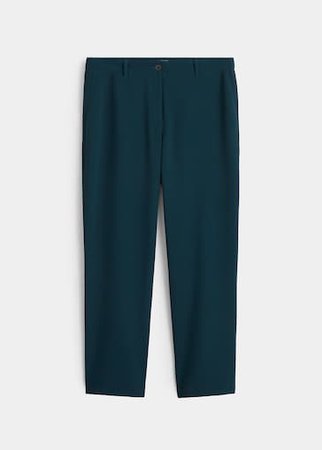 Straight textured trousers - Pants Plus sizes | Violeta by Mango USA