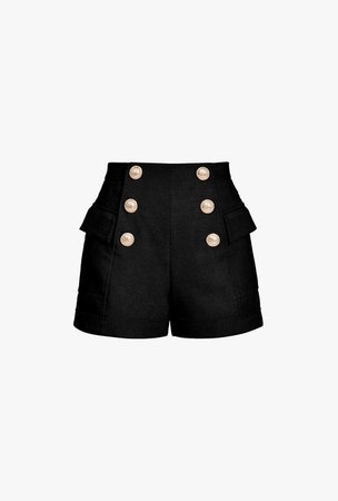High waist black shorts with gold-tone double-breasted closure | Balmain