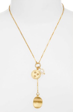 Madewell Genuine Freshwater Pearl Charm Y-Necklace | Nordstrom