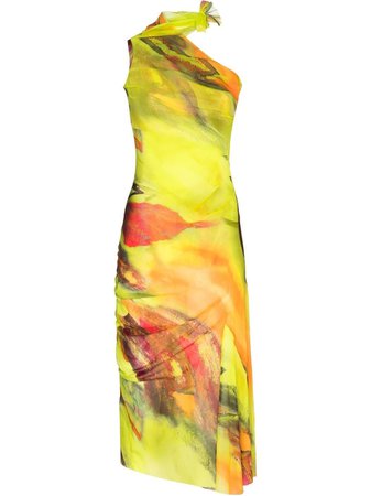 Paula Canovas Del Vas abstract-print Mesh Midi Dress - Farfetch