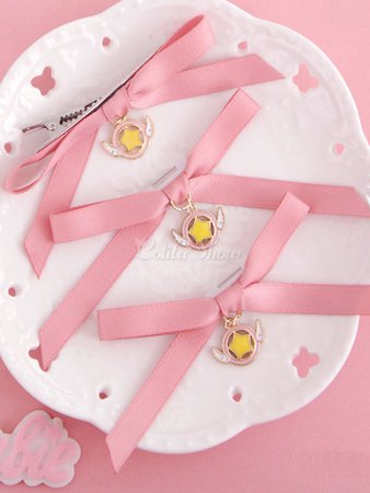 Sweet Lolita Headpieces Sailor Moon Bows Stars Pink Lolita Accessories - Lolitashow.com