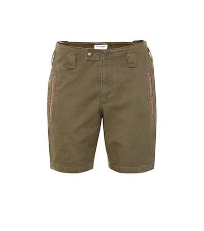 Embroidered cotton-blend shorts