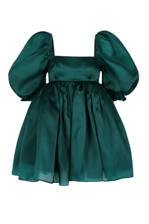 Emerald Elf Selkie Puff Dress