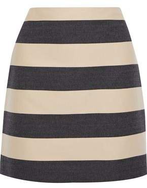 Paneled Cotton-twill And Jacquard Mini Pencil Skirt