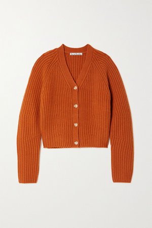 Orange Ribbed wool cardigan | Acne Studios | NET-A-PORTER