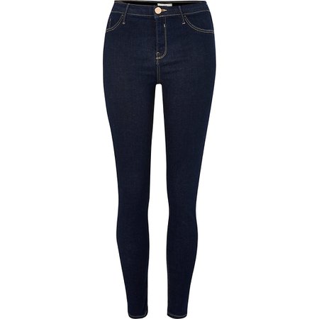 Dark Blue Molly Mid Rise Jeggings | River Island