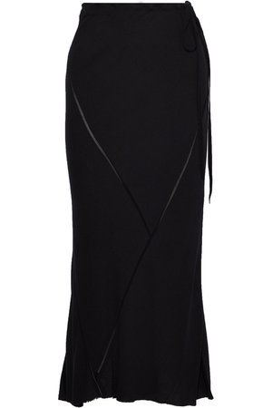 Black Satin-trimmed gauze maxi skirt | ANN DEMEULEMEESTER | Sale up to 70% off | THE OUTNET | ANN DEMEULEMEESTER |