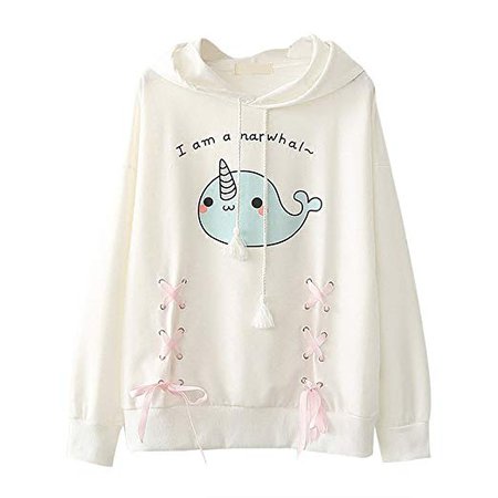 Himifashion Women Girls Autumnn Kawaii Long Sleeve Pullover Fleece Totoro Comic Prints Sweater Tops (White): Amazon.co.uk: Clothing