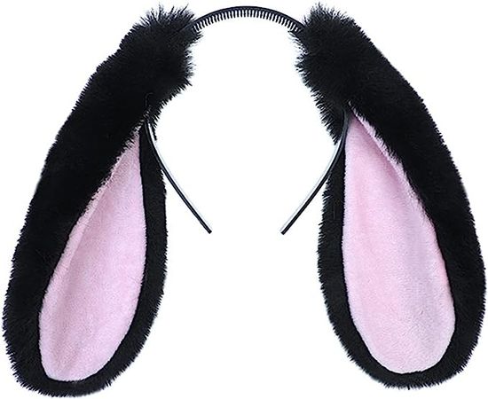 Amazon.com: Faylay Bunny Ear Women Rabbit Animal Ears Furry Headband Party Accessories (LZTECE-black) : Clothing, Shoes & Jewelry