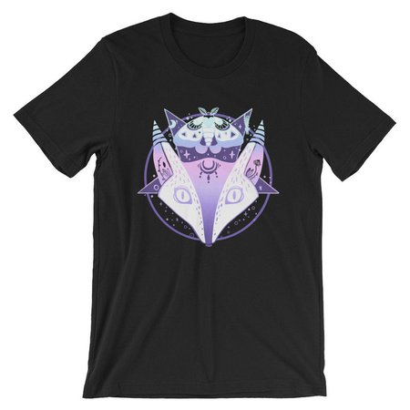 Fox Moth And Pentagram Black Unisex T-Shirt Witchy Pastel | Etsy