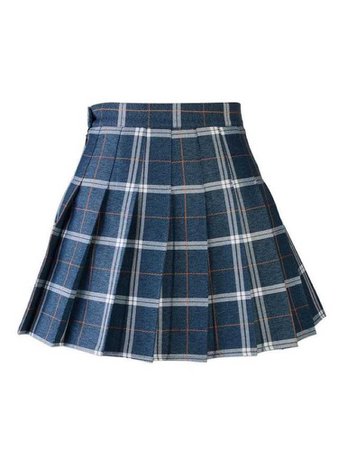 blue checkered skirt