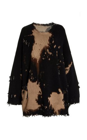 Oversized Distressed Bleached Cotton Sweater By R13 | Moda Operandi