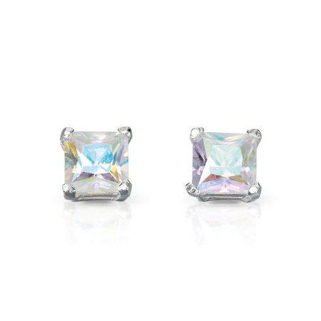 Candy by John Greed Space Rainbow Square Stud Silver Earrings