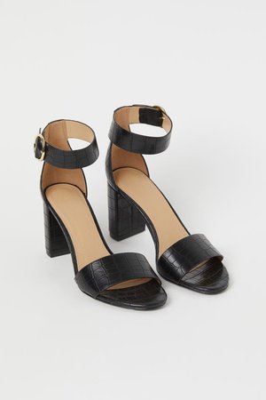 Sandals - Black/Crocodile-patterned - Ladies | H&M IN