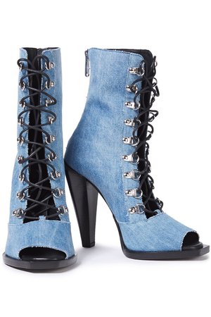 Light denim Lace-up denim ankle boots | Sale up to 70% off | THE OUTNET | BALMAIN | THE OUTNET