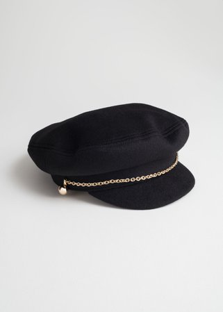 Chain Wool Blend Baker Boy Cap - Black - Caps - & Other Stories US